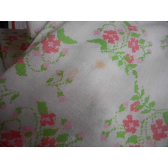 Vintage Womans Floral PJ Pajama Set Lounge pants Smock Top Pink Green white - Picture 7 of 7